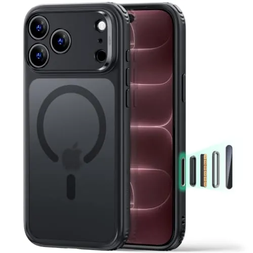 ESR Classic Hybrid Funda para iPhone 18 Pro/17 Pro, Negro mate | Antiamarilleo duradero, Ultrafino, Compatible con MagSafe, Protección militar 3X, Funda Magnética, Resistente a rayones