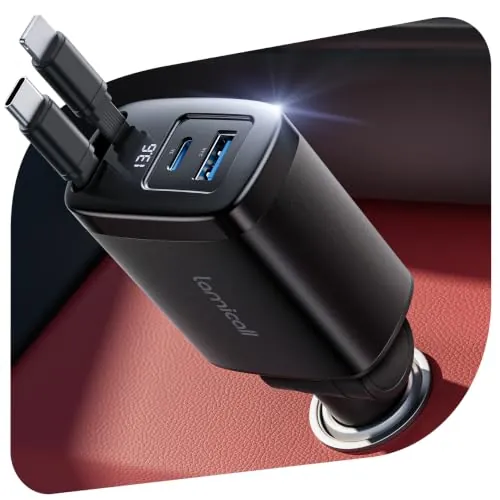 Lamicall 4 EN 1 Cargador Coche Carga Rápida, 75W Cargador Mechero USB C