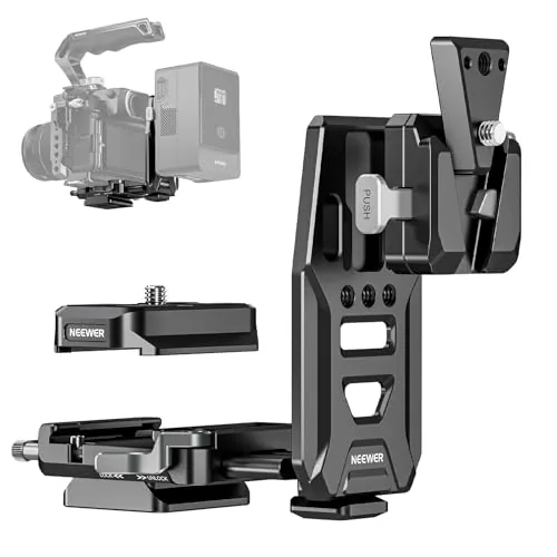 NEEWER Placa de batería de montaje en V con rieles NATO, placa base tipo Arca para cardán RS4 Pro RS3 Pro, equipo de video modular para cámara DSLR compatible con jaula de cámara de batería SmallRig V