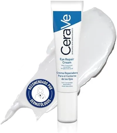 CeraVe Crema Reparadora Contorno de Ojos, Para Todo Tipo de Pieles, Reducción de Ojeras y Bolsas, Enriquecida con Ácido Hialurónico y Niacinamida, 14ml