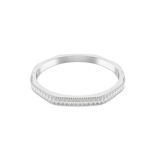Swarovski Brazalete Matrix, Zirconia Transparente, Talla Baguette, Forma Octagonal, Cierre a Presión, Baño de Rodio, Colección Matrix