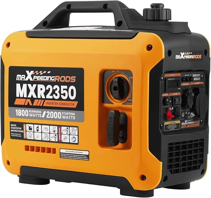 maXpeedingrods Generador Electrico Gasolina 2000W Generador Inverter Portátil con USB y Tomas de 230V, Pantalla Digital, Compacta y Ligera, para Camping Autocaravan