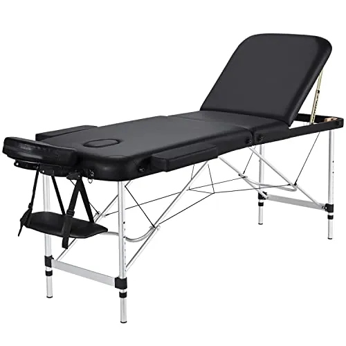 Yaheetech Camilla de Masaje Plegable de 3 Zonas 213x82cm Negro