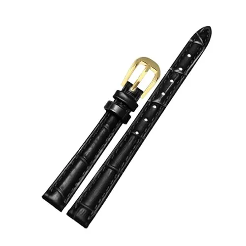 Belivceng Correa de reloj de cuero con textura de bambú para mujer, de 10 mm a 18 mm, accesorio de repuesto.,Oro negro B,10 mm