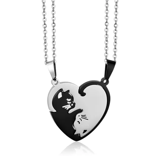 OQKAHIV 1 par de collares de la amistad con colgante de gato de puzle para niñas, amistad y amor, para mujeres y mujeres, para tu amistad