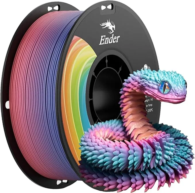 Creality Filamento PLA de arco iris de 1,75 mm, bobina de 1 kg PLA+ de alta velocidad degradado 3D, ± 0,02 mm, precisión dimensional, optimizado para K1, K2, K1C