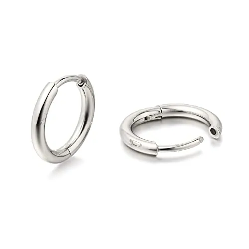 Limerencia F136 Pendientes de Aro Titanio, 8-14mm Ligero Pendientes Hipoalergenicos Titanio 20G para Mujeres, Hombres Niñas y Adolescentes