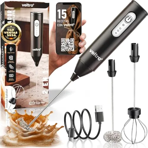 VELTRO® Espumador de Leche Electrico 24000RPM, Recargable USB-C