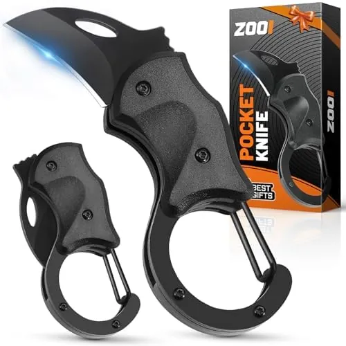 ZOOI Navaja Multiusos, Navaja con Mosquetón, Regalos Originales para Hombre
