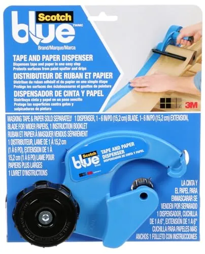 ScotchBlue M1000 Dispensador de Cinta y Papel de Enmascarar - Para usar en ventanas, puertas, bañeras y otras superficies - Protege las superficies de salpicaduras de pintura