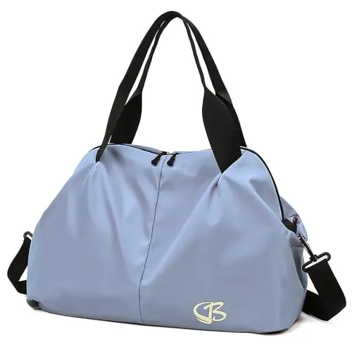 Vllcsla Bolsa Deporte Mujer Pequeña, Bolsos Deportivo con Bolsillo Humedo, Bolso Gimnasio, Bolsa de Viaje Resistente al Agua, Bolsas de Fin de Semana Suave, Mochila Gimnasio Mujer, Azul