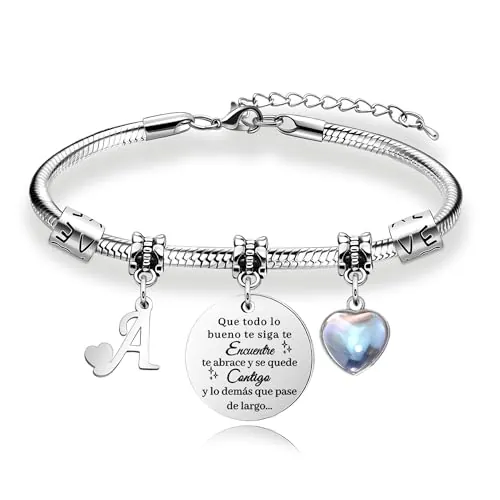 Awyuan Regalos para Mujeres Pulsera de Plata con Letras Iniciales - Regalo Personalizado para Hija, Sobrina, Hermana, Amiga, Adolescente, Madre y Tía (A)