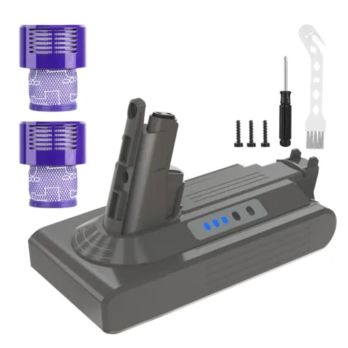 REACELL V10 Batería para Dyson V10 SV12 Aspiradora Batería + 2 filtros | Compatible avec Dyson V10 Animal Absolute Motörhead FluffyTotal Clean SV12 969352-02 206340