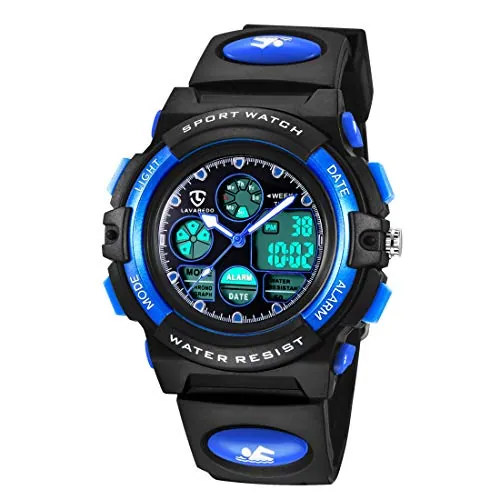 aswan watch Reloj Deportivos para Niños y Niña Resistente al Agua Digital Analógico Militares Impermeable Relojes Niño Azul