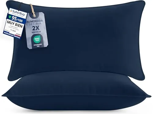 Utopia Bedding Almohada 40x80 cm Pack de 2, Fibra Hueca, Azul Marino