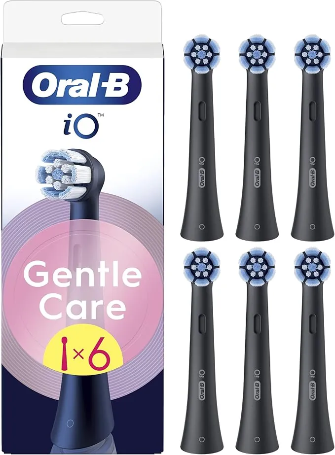 Oral-B Series iO Gentle Care Negro, Cabezales Redondos De Recambio Originales, Apto Para Encías Sensibles, 6
