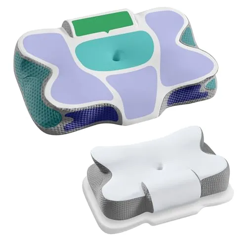 SONGMICS Almohada Ergonómica, Altura Ajustable, Espuma Viscoelástica | Cojín para Quienes Duermen de Lado, Boca Arriba y Boca Abajo, Tacto Fresco, Gris, Colección ISLAND TBP051G201
