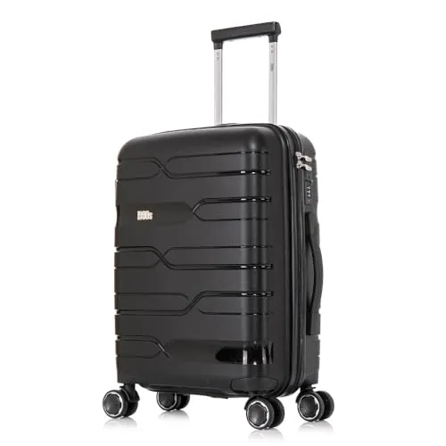 1990s Maleta Mediana expandible Polipropileno 65cm para 23kg (79L)| Maleta semirigida Extensible con 4 Ruedas Giratorias y Candado Incrustada (Negro)