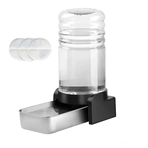 Marchul 5.7L Dispensador Agua Gatos con 3 Filtros, Bebedero Automático Perros Gran de Agua con Cuenco de Acero Inoxidable, Gran Capacidad por Gravedad Botella de Agua para Perros/Gatos, Gris