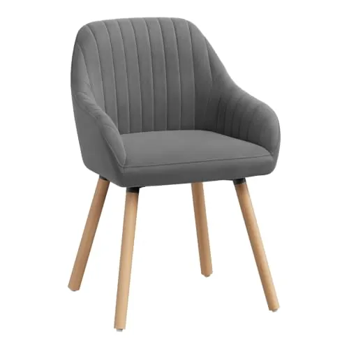 WOLTU Sillas de Comedor,Terciopelo,Gris Marengo | Respaldo Mediano, cojín Alta Elasticidad, Estructura de Madera, adecuado para salón y Dormitorio
