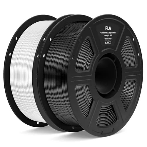 ELEGOO Filamento PLA 1.75 2KG Negro y Blanco, Filamento para Impresora 3D, Precisión Dimensional +/- 0.02mm, Carrete Filamento 3D,para Mayoría Impresoras 3D