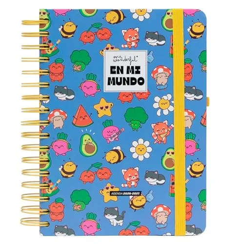 Mr. Wonderful - Agenda escolar 2026-2027 Diaria con Espiral y Pegatinas – Planificador Diario Completo con Extras y Organización – En mi mundo
