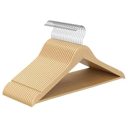 SONGMICS Perchas de Madera de Abedul, Ahorra Espacio, 20 Unidades