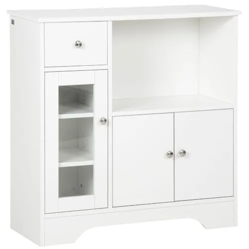 HOMCOM Aparador Blanco Aparador de Cocina Moderno 80x30x82 cm Blanco