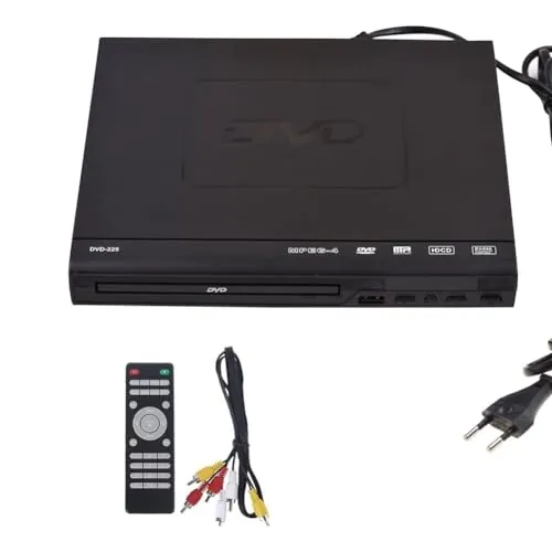 Fozriybefy DVD-225 Reproductor de DVD Doméstico Reproductor Multimedia Digital Salida AV con Control Remoto para TV Reproductor de DVD VCD Enchufe UE