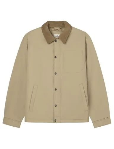 Springfield Puffed Jacket with Corduroy Chaqueta Abolojada, Beige, L para Hombre