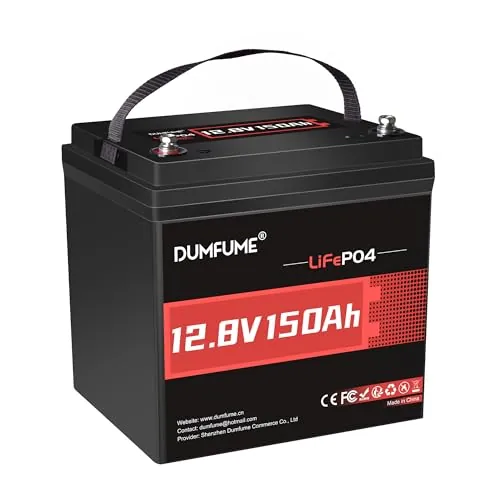 DUMFUME Batería LiFePO4 12V 150Ah, Batería de Litio 12V con BMS 100A, 15000 Ciclos, Batería Solar 12V para Autocaravana, Caravana, Camper, Barco y Camping