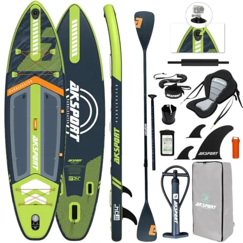 AKSPORT Tabla Sup Hinchable 335 cm con Accesorios | Paddle Surf Extra Ancho 86 cm | Antideslizante y Estable | Adultos y jóvenes