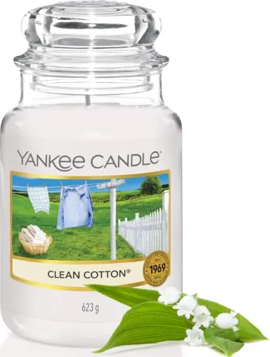 Yankee Candle Vela aromática en tarro grande de Clean Cotton | Velas de larga duración: hasta 150 h | Regalos perfectos para mujeres