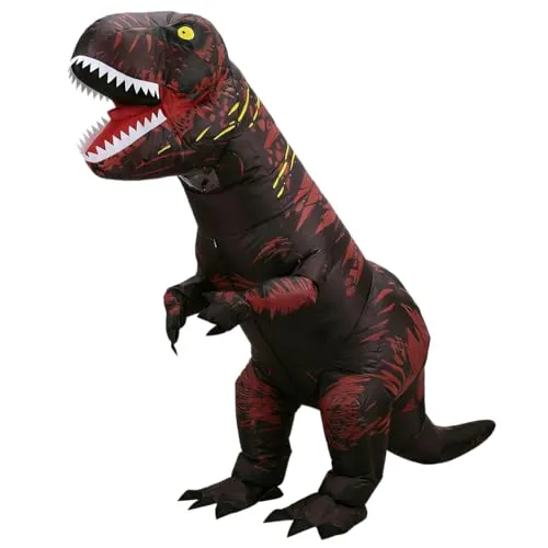 JASHKE Traje Inflable de Dinosaurio T-Rex para Halloween - Disfraz de Adulto (Negro)