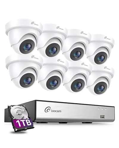 Loocam 1080P Kit de Cámaras de Vigilancia Exterior, 8CH Grabador DVR
