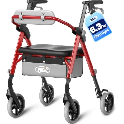 VOCIC Andador plegable ligero con asiento, 6,3kg Ultraligero, Max 150 kg