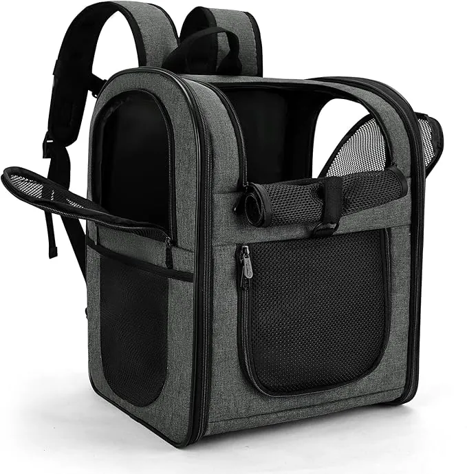 APOLLO WALKER Mochilas para Gatos y Mochilas Perros, para Mascotas Gato Pequeñas (Capacidad de Carga: 5-12 kg, 32 L x 30 W x 42 H),Transportin Gato,Ideal Senderismo Viajes al Aire Libre(Gris)