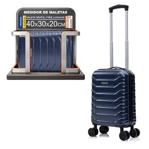 RAYKONG Maleta de Cabina ABS 40x30x20(24L)| Maxima Capacidad | Equipaje de Mano con Ruedas Desmontables para Ryanair | Vueling | EasyJet - AzulMarino