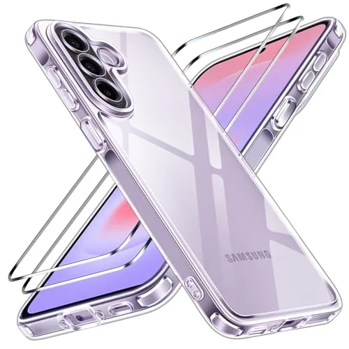 ivoler Anti-Amarillo Clara Funda para Samsung Galaxy A37 5G con 2 Piezas Cristal Templado, [Protección Militar] Carcasa Protectora Antigolpes con Cojín Esquina Parachoques Transparente Bumper Case