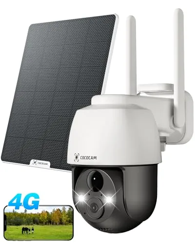 COCOCAM 4G LTE Camara Vigilancia SIM Exterior Solar Sin WiFi