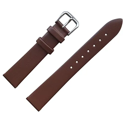 MZBUTIQ 10mm Marrón Correa Reloj Mujer Correas Repuesto de Suave Delgado Cuero de Becerro Grano de Alfiler