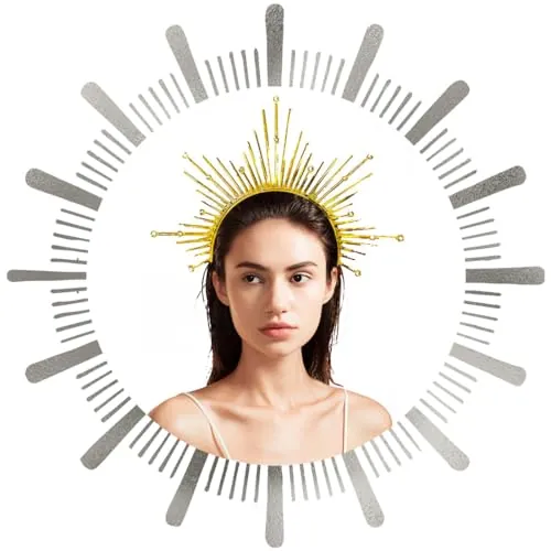 de corona con pinchosy cremallera para la cabeza, corona de diosa Sunburst para Halloween, accesorio para el cabello para mujeres y niñas, 1 unidad