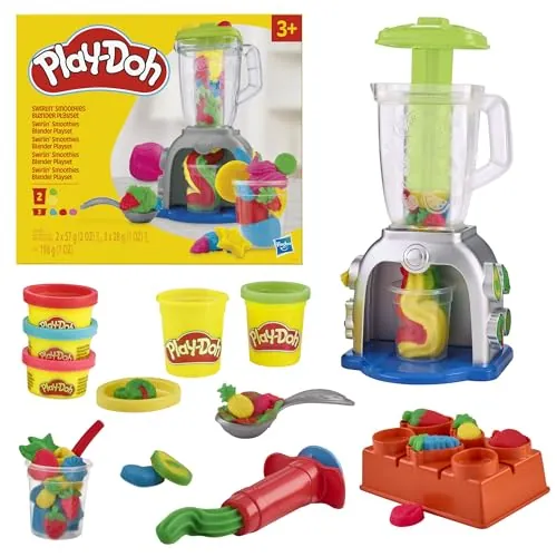 Play-Doh Hasbro Swirlin’ Smoothies, Batidora de Juguete para Niños y Niñas de 3 Años o Más, Juegos de Cocina, Manualidades Creativas