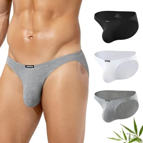 Arjen Kroos Slips Hombre Bambú Transpirable Talle Bajo Bolsillo 3D Pack 3