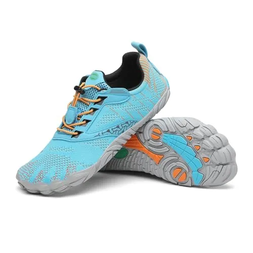 SAGUARO Mujer Hombre Zapatillas Barefoot Minimalista Respirable Calzado Minimalista Zapatillas de Trail Running Aero Azul,Gr.38