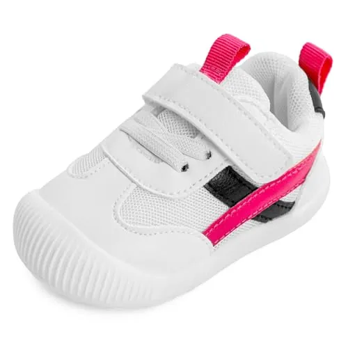 MK MATT KEELY Zapatillas para Bebé Primeros Pasos Zapatos Niño Niña Cuero PU Suela Suave Antideslizante 0-4 años,Rose Red,EU20(CN16)