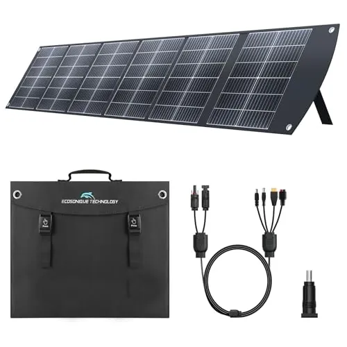 Ecosonique 200W Panel Solar Portátil USB-C PD3.0 y USB-A QC3.0 MC4 | Salida Múltiple Módulo Solar Plegable con Soporte, para Estaciones de Alimentación, Generadores, Caravanas, Camping