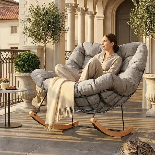 FLEXISPOT Sillón Mecedora Diseño XL con Cojín y Reposacabezas