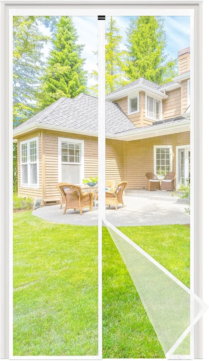 NUEVA Mosquitera Puerta Magnética 90x210 cm, Mosquitera para Puerta con Imanes Potentes, Instalación Sin Taladro, Cierre Automático, Malla Transpirable y Antidesgarro, Blanco