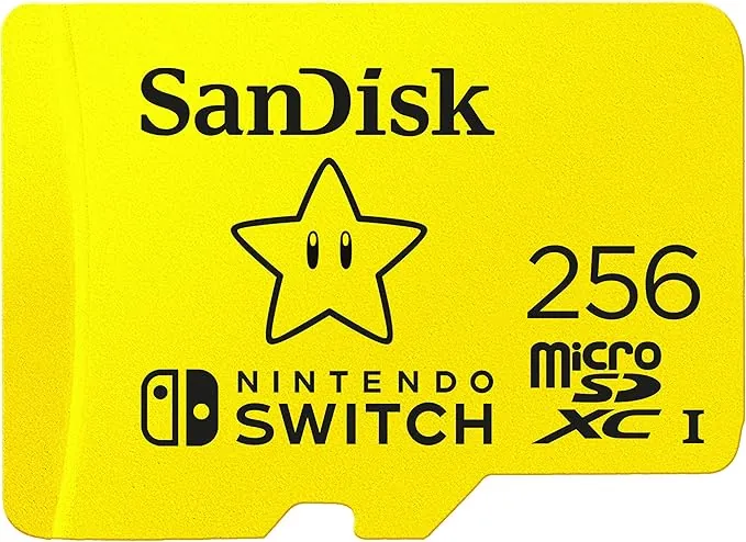 SANDISK Tarjeta microSD con licencia oficial para Nintendo Switch, Super Mario Superstar 256GB (Velocidad de Lectura hasta 100 MB/s, UHS-I, V30,C10, U3D)